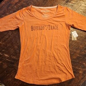 NEW Buffalo Trace Distillery Shirt Womens Medium Kentucky Bourbon Orange NWT